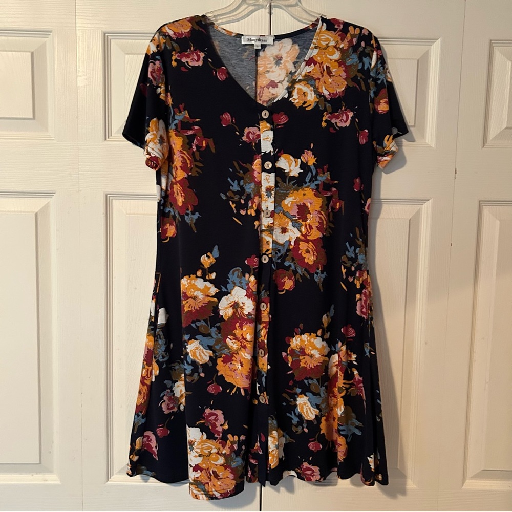 Orange and Blue Flutter Sleeve Midi Sundress